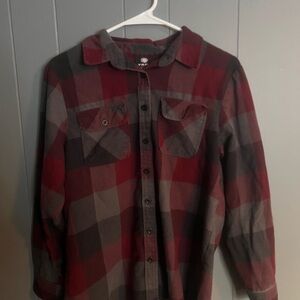 Men's Red and Gray Casual Button Down Shirt